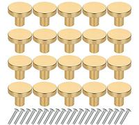 JMIATRY 20 Pcs Gold Drawer Knobs, 25 * 20 mm Round Brass Cabinet Knobs with Screws, Gold Drawer Handles for Drawers, Cupboard, Wardrobe and Furniture Decoration