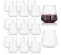 JMIATRY 20 Pcs Plastic Stemless Wine Glasses, 400ml Plastic Wine Glasses Reusable, Clear Shatterproof Wines Glass for Wedding, Party, Picnics, Camping and Pools