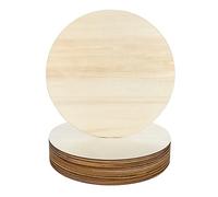 JMIATRY 20 Pcs Unfinished Round Wooden Circles, 25 cm / 10 inch Diameter, 3mm Thick, Plain Natural Blank Wooden Discs for Painting, Craft, Sign Plaque and Home Decoration