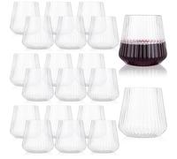 JMIATRY 24 Pcs Plastic Stemless Wine Glasses, 350ml Plastic Wine Glasses Reusable, Clear Shatterproof Wines Glass for Wedding, Party, Picnics, Camping and Pools