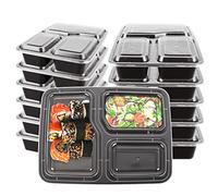 JMIATRY 25 Pack Meal Prep Containers Reusable, 3 Compartment Food Prep Containers with Airtight Lids, Plas tic Meal Prep Container, Microwaveable, Stackable and Freezer Safe(35 oz)