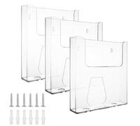 JMIATRY 3 Pack A4 Wall Mounted Document Holder, A4 Portrait Wall Mountable Menu Leaflet Holder, Clear Literature Holders, 24.1x22.7x5.2cm