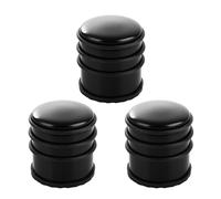 JMIATRY 3 Pcs Stainless Steel Door Stoppers Black, 1.1kg Heavy Duty Chrome Door Stopper with Sound Dampening Bumper, Metal Round Doors Stoppers for Floor, 7x7.5cm