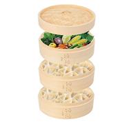 JMIATRY 3 Tier Bamboo Steamer 8 Inch Dumpling Steamer Basket With Side Handles Bamboo Steamers Basket With Lids for Steaming Cookware Asian Food, Bao Buns, Chinese Dim Sum, Dumpling