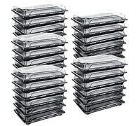 JMIATRY 30 Pcs Reusable Small Plastic Buffets Catering Trays with Lids, 247mmx156mm Sweet Treat and Sandwich Platter Trays, Black Pattern Base Food Containers for Party Food and Buffets
