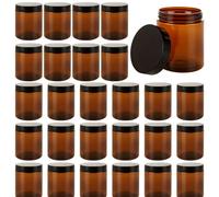 JMIATRY 36PCS 8OZ Plastic Amber Jars with Lids 250ML/8 Ounce Plastic Jars With Lids Refillable Empty Amber Jar 8oz Empty Cosmetic Containers for Cream, Body Butter, Lotion