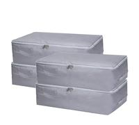 JMIATRY 4 Pack Underbed Storage Boxes with Lid, 50L Foldable Underbed Storage Bags with Handles and Zips, Large Clothes Moving Bag for Quilts, Clothes, Blankets and Bedding