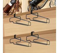 JMIATRY 4 Pack Wine Glass Rack, No Drilling Metal Wine Glass Holders Hanging Under Shelf, Under Cabinet Hanging Wine Glass Holder for Bar and Kitchen, Black