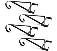 JMIATRY 4 Pcs Heavy Duty Hanging Basket Bracket, No Drill Fence Post Brackets for Concrete Posts, Black Iron Wall Hanging Bracket for Plants Pots Lanterns Bird Feeders