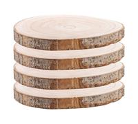 JMIATRY 4 Pcs Natural Wooden Cake Stand, 20-24cm Large Cake Round Display Cake Board, Wedding Cake Stand for Wedding, Birthday, Baby Shower, Home Decorations and Christmas Decorations