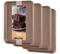 JMIATRY 4 Pcs Non Stick Oven Baking Tray, 13 Inch Rectangle Heavy Duty Carbon Steel Oven Tray, PFOA Free Roasting Tin Pans for Baking Food, Gold, 35X25X2.5cm