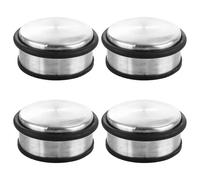 JMIATRY 4 Pcs Stainless Steel Door Stoppers, 1kg Heavy Duty Chrome Door Stopper with Rubber Buffer Ring, Metal Round Doors Stoppers for Floor