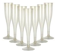 JMIATRY 50 Pcs Plastic Champagne Flutes, 192ml/6.5oz Multi-Use Champagne Flutes, Gold Glitter Plastic Champagne Glasses Great for Wedding, Christmas, Birthday Party and Daily Use