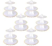 JMIATRY 6 Pack Cardboard Cupcake Stand 3 Tier, White Cake Stand, Afternoon Tea Stands Cardboard, Round Dessert Tower for Afternoon Tea, Birthday Party, Wedding and Baby Shower