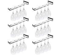 JMIATRY 6 Pack Wine Glass Rack, Wall Mounted Wine Rack, 11" Shelf Wines Cup Display Stand, Metal Hanging Wines Glass Holder Great for Bar and Kitchen, Black