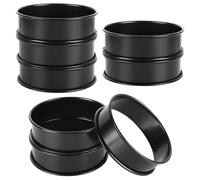 JMIATRY 8 Pcs Crumpet Rings, Non Stick Baking Ring Cooking Rings, 8cm Black Stainless Steel Double Rolled Tart Rings for Baking Cookie, Pancake, Egg and Muffin