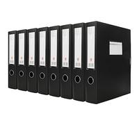JMIATRY Box Files A4 Pack of 8, Plastic Deep File Holders 55mm, Black Foolscap Box File for Office Stationery Document Files