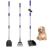 JMIATRY Set of 3 Dog Poop Scooper, Metal Dog Waste Collector, Dog Poop Scooper, Rake and Spade for Large, Medium, Small Dogs