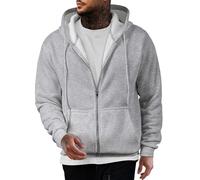 JMIERR Men’s Fleece Hoodie Full Zip Jacket Pullover Casual Fleece Hooded Sweatshirt Men's Fashions,Light Grey,L