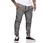 JMIERR Mens Chinos Trousers Casual Joggers Cotton Jogging Drawstring Pants Twill Track Outdoor Sweatpant,Gray,Medium