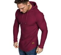 JMIERR Mens Hoodies Athletic Sweatshirt Muscle Long Sleeve T Shirts Casual Drawstring Tops Burgundy