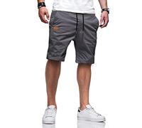 JMIERR Mens Shorts Gym Training Summer Shorts Cotton Drawstring Beach Stretch Twill Chino Pants,Gray,S