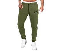 JMIERR Mens Sweatpants Tracksuit Bottoms Graphic Tapered Track Gym Running Joggers Smiley Face Athletic Pants with Drawstring,Green,Small