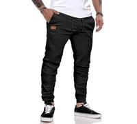 JMIERR Mens Trousers Casual Joggers Cotton Jogging Drawstring Pants Twill Track Outdoor Sweatpant,Black,Medium