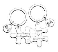 JMIMO 1st Wedding Anniversary Present for Couple - Paper Wedding Anniversary Present for Him and Her - Unique Puzzle Keyrings Set Keepsake for 1st Anniversary