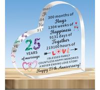 JMIMO 25th Silver Wedding Anniversary Present for Her and Him 25 years of marriage gifts for Couple Wife Husband Heart-Shaped Acrylic Keepsake Gift