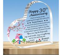 JMIMO 30th Wedding Anniversary Plaque Gifts 30th Anniversary Heart Shaped Acrylic Plaque for Wife Husband
