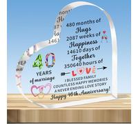 JMIMO 40th Ruby Wedding Anniversary Present for Her and Him 40 Years of Marriage Gifts for Couple Wife Husband Heart-Shaped Acrylic Keepsake Gift
