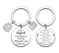 JMIMO 50th Birthday Gifts for Women Men Born In 1975 Gifts Funny Inspirational 50th Keyring Keepsake