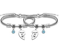 JMIMO Best Friend Bracelets Gifts for 2 Girls Weirdo #1 Weirdo #2 Heart Pendant Bracelet For Best Friendd Bestie Birthday Christmas Gradution Gifts Friendship Bracelet