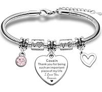 JMIMO Cousin Bracelet Charm Cousin Birthday Christmas Gifts Thank You Cousin Presents - Thank You For Being Sunch An Important Piece Of My Life