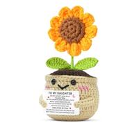 JMIMO Daughter Gifts Handmade Sunflower Crochet from Dad Mum Daughter Christmas Birthday Support Sunflower Gift