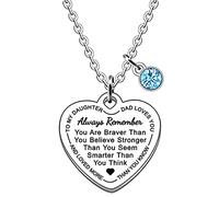 JMIMO Daughter Heart Pendant Necklace from Dad Mum Inspirational Gifts Stainless Steel Jewelry presents (To my daughter - Dad loves you)