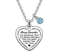 JMIMO Daughter Heart Pendant Necklace from Dad Mum Inspirational Gifts Stainless Steel Jewelry presents (To my daughter - Mum loves you)