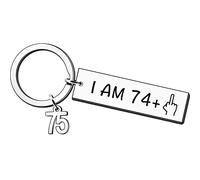 JMIMO Funny 75th Birthday Gifts for Women Men Happy Bday Stainless Steel Keyring Idea as a Joke Celebration Best 75th Birthday Presents