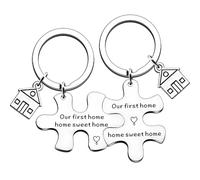 JMIMO New Home Gifts Keyrings Set Housewarming Gifts for New Homeowners Sweet First Home Gifts for Couple First Home Keychain (2pcs)
