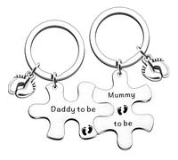 JMIMO Pregnancy Announcement Gifts Mum New Daddy To Be Keyrings Set