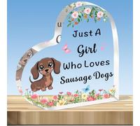 JMIMO Sausage Dog Gifts for Girls Cut Dachshund Acrylic Plaque Present Just A Girl Who Loves Sausage Dogs