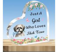JMIMO Shih Tzu Gifts for Girls Cut Shih Tzu Acrylic Plaque Present Just A Girl Who Loves Shih Tzus