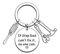 JMIMO Step Dad Keyring Step Dad Gifts From Stepdaughter Stepson Father's Day Birthday Gift For Step Dad Father in Law -If Step Dad Can't Fix It, No One Can
