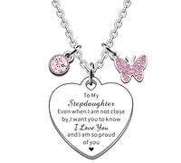 JMIMO Stepdaughter Necklace Charm Stepdaughter Birthday Gifts Stepdaughter Christmas Graduation Gifts Stepdaughter I Love You And I Am So Proud Of You Presents