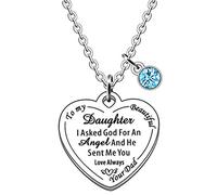 JMIMO to My Daughter Gift Ideas from Dad & Mum Love You Daughter Heart Pendant Necklace Stainless Tags (Dad to Daughter)