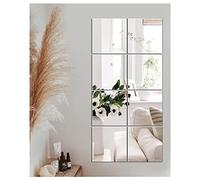 JMITHA Self Adhesive HD Glass Mirror Tiles 20.5x20.5cm - Wall, Full Length, Shower Stick-on Mirrors for Living Room Home Decor