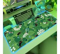 JMIYAV Green RGB Gaming Mouse Pad PC XL Large Extended Glowing Led Light Up Desk Pad Non-Slip Rubber Base Computer Keyboard and Mouse Pad Cool Cute Mousepad Mat 80 * 30cm manycats001
