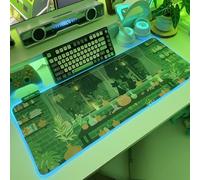 JMIYAV Green RGB Gaming Mouse Pad PC XL Large Extended Glowing Led Light Up Desk Pad Non-Slip Rubber Base Computer Keyboard and Mouse Pad Cool Cute Mousepad Mat 80 * 30cm twocat001