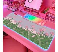 JMIYAV Green RGB Gaming Mouse Pad PC XL Large Extended Glowing Led Light Up Desk Pad Non-Slip Rubber Base Computer Keyboard and Mouse Pad Cool Cute Mousepad Mat 80 * 30cm grass001